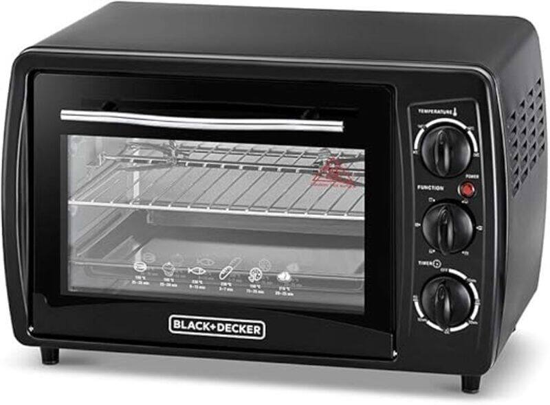 Black+Decker BLACK DECKER 1380W 19L Toaster Oven, 90 230 Temp Setting Double Grill And Glass Door For Added Safety With Multiple Accessories, Toasting Baking Broil
Black+Decker BLACK DECKER 1380W 19L Toaster Oven, 90 230 Temp Setting Double Grill And Glass Door For Added Safety With Multiple Accessories, Toasting Baking Broil