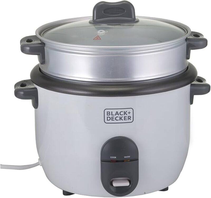 Black+Decker Black Decker Rice Cooker, 700W Power, 1 8L, Removable Non Stick Bowl Steaming Tray with Water Level Indicator, Glass Lid Cool Touch for Healthy
Black+Decker Black Decker Rice Cooker, 700W Power, 1 8L, Removable Non Stick Bowl Steaming Tray with Water Level Indicator, Glass Lid Cool Touch for Healthy
