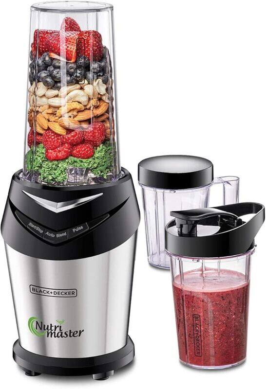 Black+Decker Black Decker 600W 700ml NutriMaster Blender Smoothie Maker With 500ml and 300ml Travel Bottles, 17000 RPM Dual SS Blades, To Pulverize Ice Frozen Fru
Black+Decker Black Decker 600W 700ml NutriMaster Blender Smoothie Maker With 500ml and 300ml Travel Bottles, 17000 RPM Dual SS Blades, To Pulverize Ice Frozen Fru