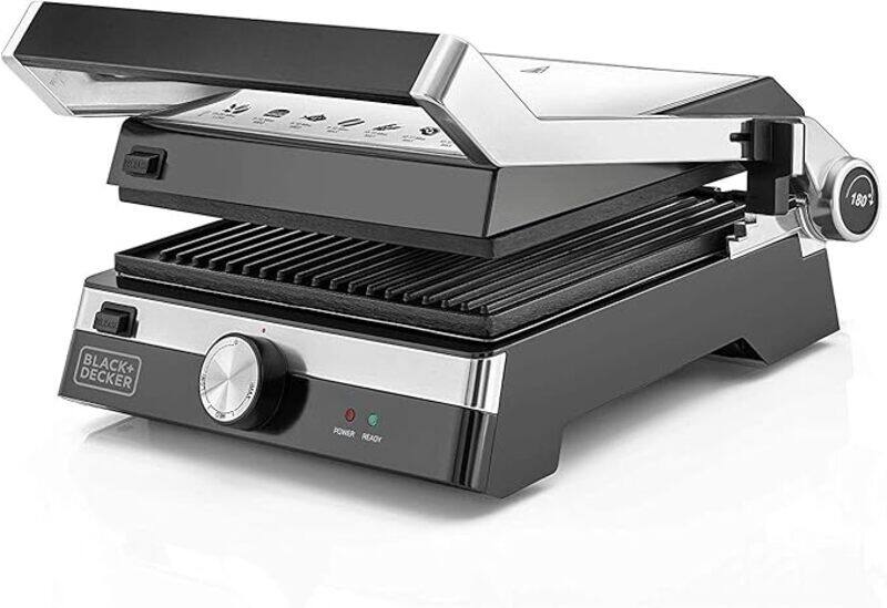 Black+Decker BLACK DECKER Family Health Grill with 180 Hinge, 2000W, 1500cm BBQ Area, 5 Level Height Adjustment, Variable Temperature Control, Removable Drip Tray
Black+Decker BLACK DECKER Family Health Grill with 180 Hinge, 2000W, 1500cm BBQ Area, 5 Level Height Adjustment, Variable Temperature Control, Removable Drip Tray