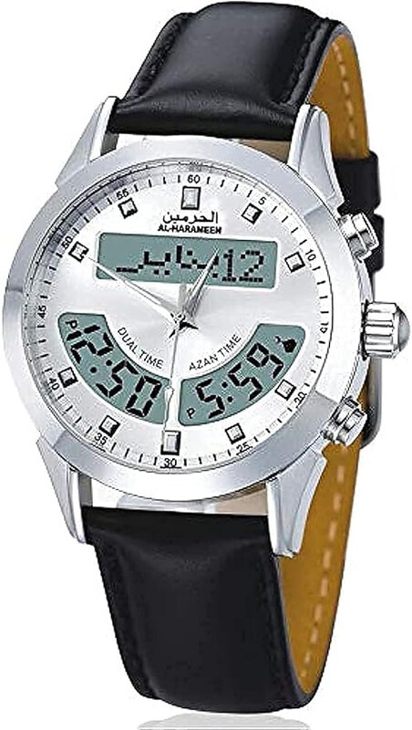 Al-Harameen Analog + Digital Islamic Watch for Men with Leather Band, Water Resistant, HA-6102WL, Black-White
Al-Harameen Analog + Digital Islamic Watch for Men with Leather Band, Water Resistant, HA-6102WL, Black-White