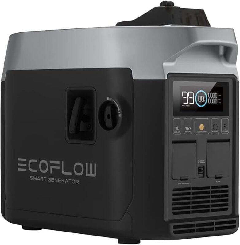 ECOFLOW Smart Generator, Unleaded Gasoline 4L Generator, 1800W AC Output, 42-58.8V DC Output, LCD Screen or App Start and Monitoring, Integrates With
ECOFLOW Smart Generator, Unleaded Gasoline 4L Generator, 1800W AC Output, 42-58.8V DC Output, LCD Screen or App Start and Monitoring, Integrates With