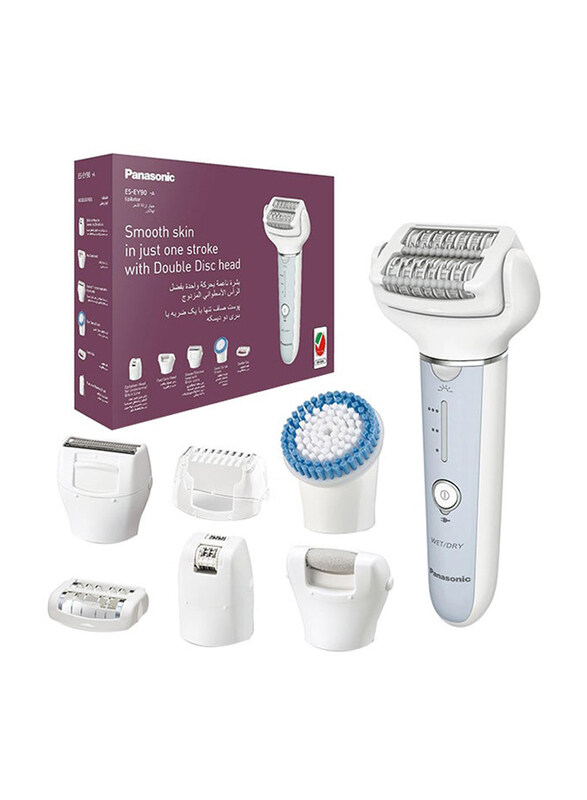Panasonic Wet And Dry Epilator Double Disc with 60 Tweezers, Flexible 90° Pivoting Head, 3 Speed Setting and Led Light for Women, ES-EY90, White
Panasonic Wet And Dry Epilator Double Disc with 60 Tweezers, Flexible 90° Pivoting Head, 3 Speed Setting and Led Light for Women, ES-EY90, White