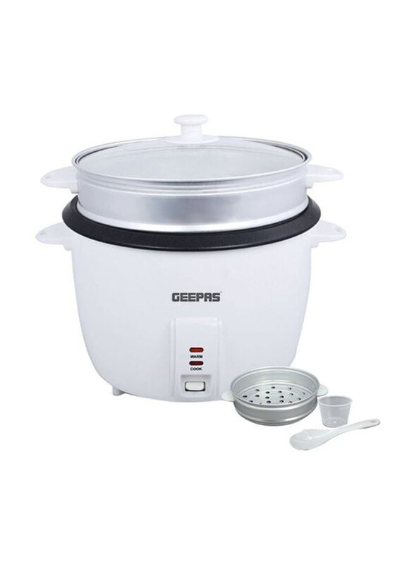 Geepas 2.8L Electric Rice Cooker with Non-Stick Inner Pot and Toughened Glass Lid, 1000W, GRC4327, White/Black
Geepas 2.8L Electric Rice Cooker with Non-Stick Inner Pot and Toughened Glass Lid, 1000W, GRC4327, White/Black