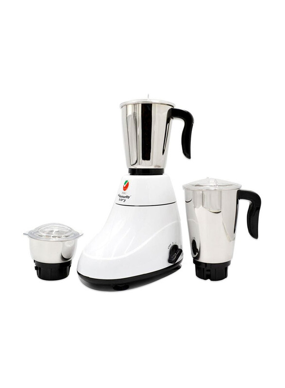 Butterfly 3 In 1 3 Jars Indian Mixer Grinder Juicer with 3 Speed Control, 600W, White
Butterfly 3 In 1 3 Jars Indian Mixer Grinder Juicer with 3 Speed Control, 600W, White