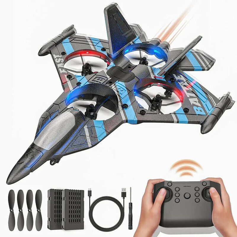 Eotia 2.4GHz RC Floating Fighter Plane Quadcopter with 360° Stunts, LED Lights, USB Charging & One-Button 3D Roll - Perfect for Beginners, Kids & Adults
Eotia 2.4GHz RC Floating Fighter Plane Quadcopter with 360° Stunts, LED Lights, USB Charging & One-Button 3D Roll - Perfect for Beginners, Kids & Adults