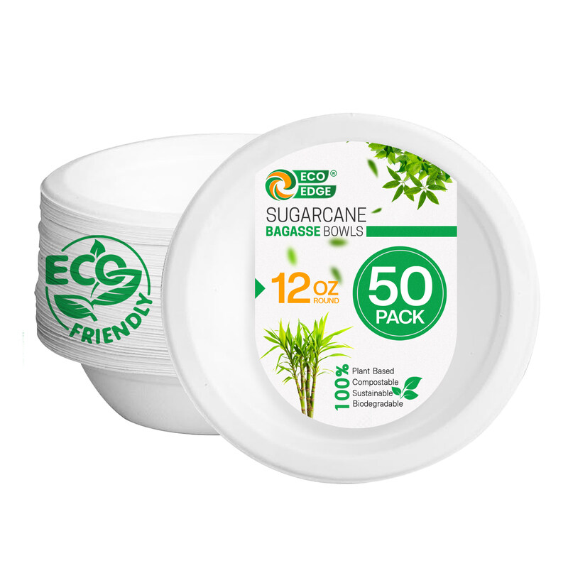 EcoEdge 12 Oz Round White Disposable Sugarcane Pulp Bowls (Pack of 50) Biodegradable, Natural, Compostable, Sustainable, Bagasse Paper Cereals Bowl, F
EcoEdge 12 Oz Round White Disposable Sugarcane Pulp Bowls (Pack of 50) Biodegradable, Natural, Compostable, Sustainable, Bagasse Paper Cereals Bowl, F