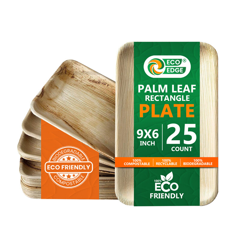 EcoEdge 9x6-Inch Rectangle Areca Palm Leaf Plates (Pack of 25) Plant Based, Eco-conscious, Environment friendly, Nature inspired, Durable, Microwave S
EcoEdge 9x6-Inch Rectangle Areca Palm Leaf Plates (Pack of 25) Plant Based, Eco-conscious, Environment friendly, Nature inspired, Durable, Microwave S