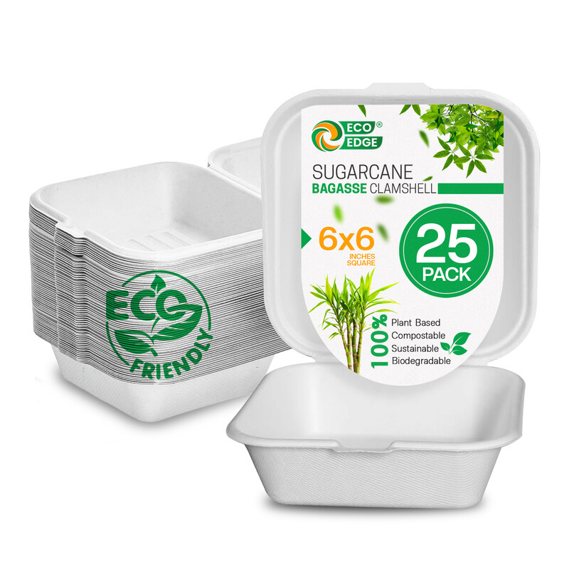 EcoEdge 6 Inch Square White Clamshell (Pack of 25) Disposable Take Out Food Containers Made from Sugarcane Pulp, Sustainable, Eco Friendly, Ideal for
EcoEdge 6 Inch Square White Clamshell (Pack of 25) Disposable Take Out Food Containers Made from Sugarcane Pulp, Sustainable, Eco Friendly, Ideal for