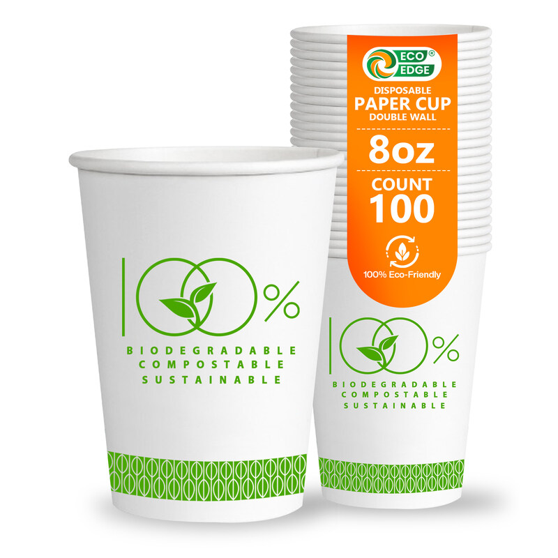 EcoEdge 8 Oz Disposable Double Wall Heavy-Duty Party Paper Cups (Pack of 100) For Coffee-Latte, Tea, Juice and Water, Compostable, Durable, insulated,
EcoEdge 8 Oz Disposable Double Wall Heavy-Duty Party Paper Cups (Pack of 100) For Coffee-Latte, Tea, Juice and Water, Compostable, Durable, insulated,