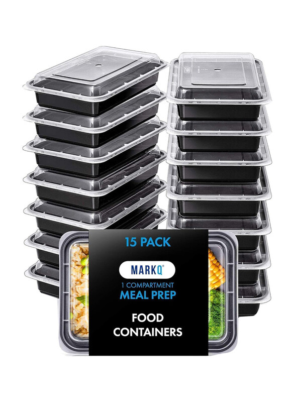 Markq Meal Prep with Lids 1-Compartment Plastic Food Storage Containers Reusable Lunch Boxes for Adults & Meal Planning, 15 Pieces, Black
Markq Meal Prep with Lids 1-Compartment Plastic Food Storage Containers Reusable Lunch Boxes for Adults & Meal Planning, 15 Pieces, Black
