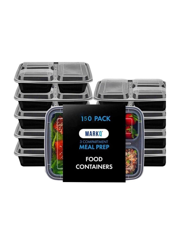 Markq Meal Prep with Lids 3-Compartment Plastic Food Storage Containers Reusable Lunch Boxes for Adults & Meal Planning, 10 Pieces, Black
Markq Meal Prep with Lids 3-Compartment Plastic Food Storage Containers Reusable Lunch Boxes for Adults & Meal Planning, 10 Pieces, Black