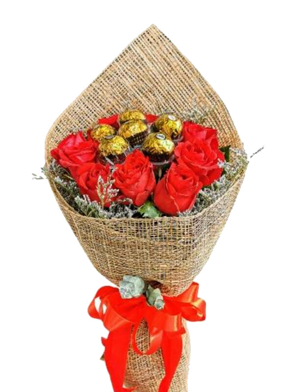 Carmel Flowers Red Romance 10 Roses with 6 Frererro Rocher, 16 Pieces, Multicolour
Carmel Flowers Red Romance 10 Roses with 6 Frererro Rocher, 16 Pieces, Multicolour
