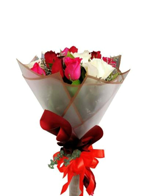 Carmel Flowers Flowers of Love Mixed Roses with Fillers and leaves with wrapping, 21 Pieces, Multicolour
Carmel Flowers Flowers of Love Mixed Roses with Fillers and leaves with wrapping, 21 Pieces, Multicolour