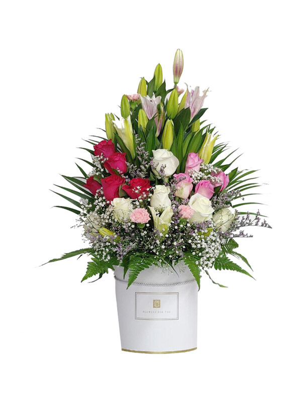 Carmel Flowers Mixed Flowers Of Lilly & Roses with Birthday Wishes Box, Multicolour
Carmel Flowers Mixed Flowers Of Lilly & Roses with Birthday Wishes Box, Multicolour