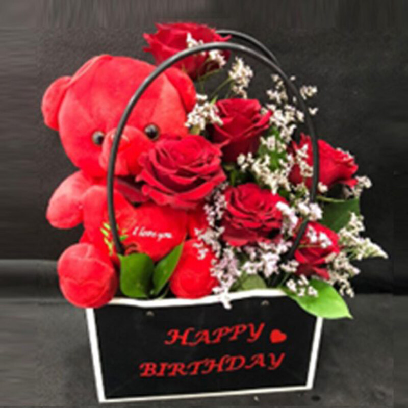 Carmel Flowers Birthday Teddy & Red Roses Combo in A Birthday Written Bag, 6 Pieces, Red
Carmel Flowers Birthday Teddy & Red Roses Combo in A Birthday Written Bag, 6 Pieces, Red