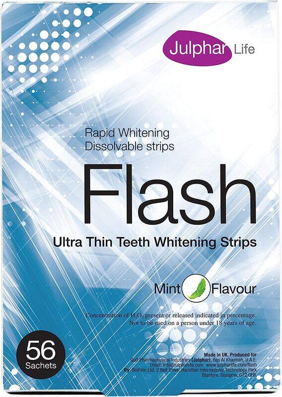 Julphar Life Flash Dissolvable & Invisible Ultra Thin Teeth Whitening Strips, 56 Pieces
Julphar Life Flash Dissolvable & Invisible Ultra Thin Teeth Whitening Strips, 56 Pieces