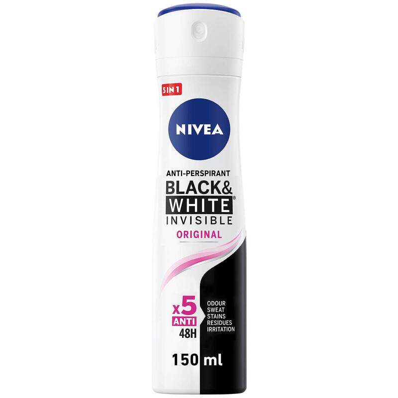 Nivea Original Black & White Invisible Protection Antiperspirant Spray for Women, 150ml
Nivea Original Black & White Invisible Protection Antiperspirant Spray for Women, 150ml