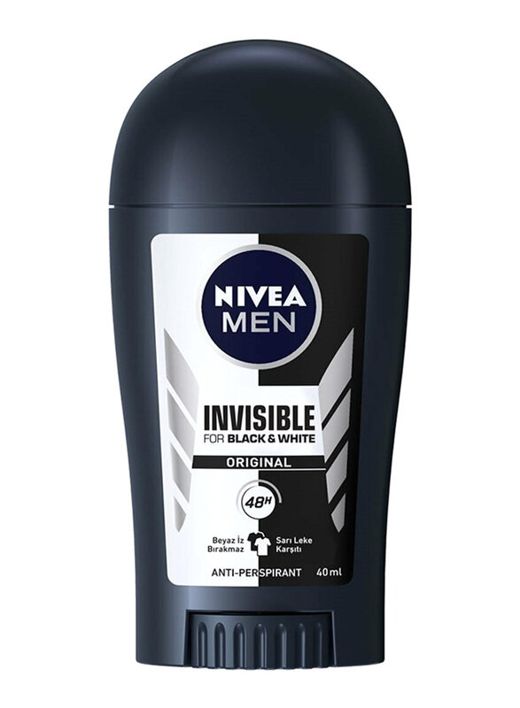 Nivea Invisible Black & White 48 Hours Anti Perspirant Deodorant Stick for Men, 40ml
Nivea Invisible Black & White 48 Hours Anti Perspirant Deodorant Stick for Men, 40ml
