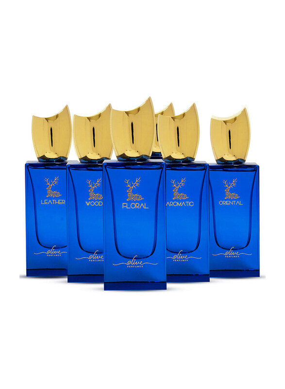 Olive Perfumes 6-Piece Private Collections Perfume Set for Men, Leather 50ml, Wood 50ml, Floral 50ml, Aromatic 50ml, Oriental 50ml
Olive Perfumes 6-Piece Private Collections Perfume Set for Men, Leather 50ml, Wood 50ml, Floral 50ml, Aromatic 50ml, Oriental 50ml