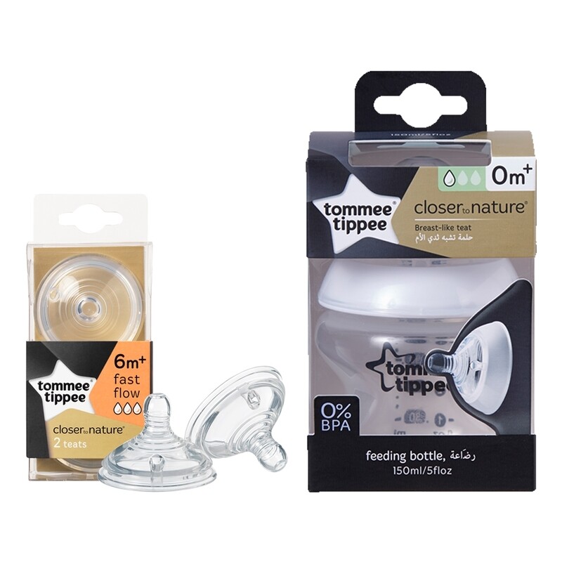 Tommee Tippee Closer to Nature Feeding 150ml Bottle with Fast Flow x 2, 6+ Months, Clear
Tommee Tippee Closer to Nature Feeding 150ml Bottle with Fast Flow x 2, 6+ Months, Clear