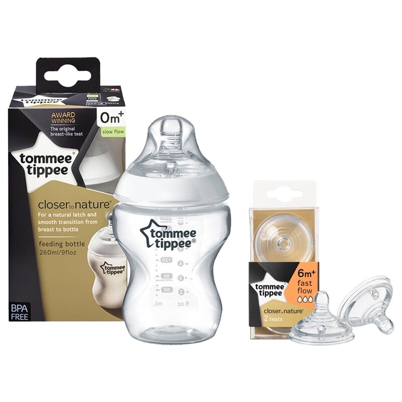 Tommee Tippee Closer to Nature Feeding 260ml Bottle with Fast Flow x 2, 6+ Months, Clear
Tommee Tippee Closer to Nature Feeding 260ml Bottle with Fast Flow x 2, 6+ Months, Clear