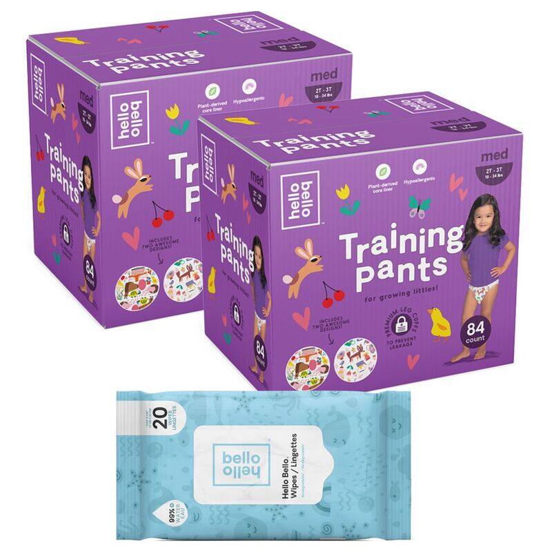 Hello Bello Training Pants Twin Box with Baby Wipes Sugar Rush and Tea Time, 2T-3T/M, 84 Count
Hello Bello Training Pants Twin Box with Baby Wipes Sugar Rush and Tea Time, 2T-3T/M, 84 Count