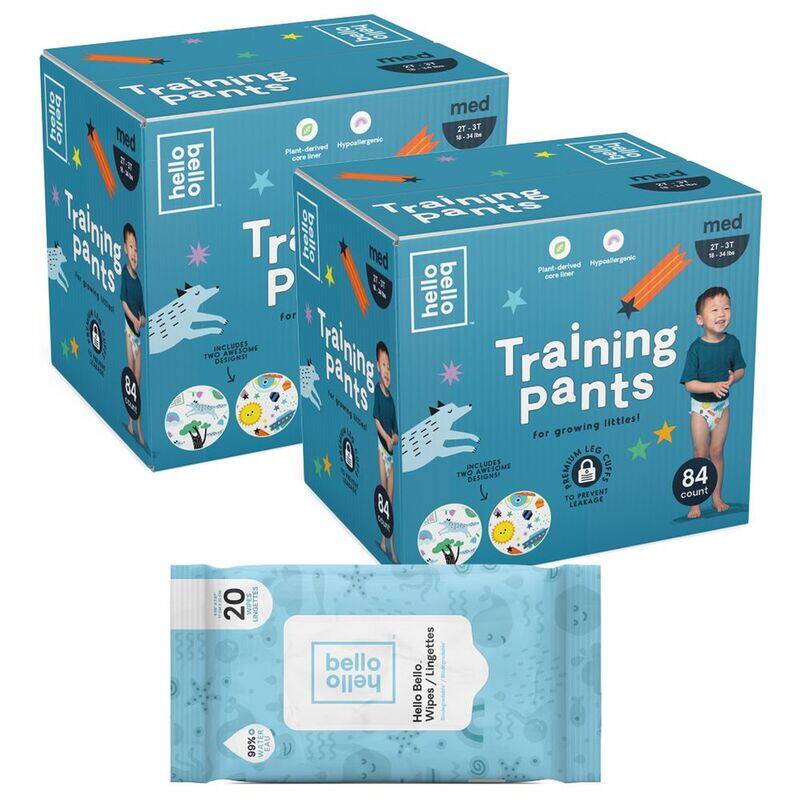 Hello Bello Training Pants Twin Box with Baby Wipes Space Traveller, 2T-3T/M, 84 Count
Hello Bello Training Pants Twin Box with Baby Wipes Space Traveller, 2T-3T/M, 84 Count