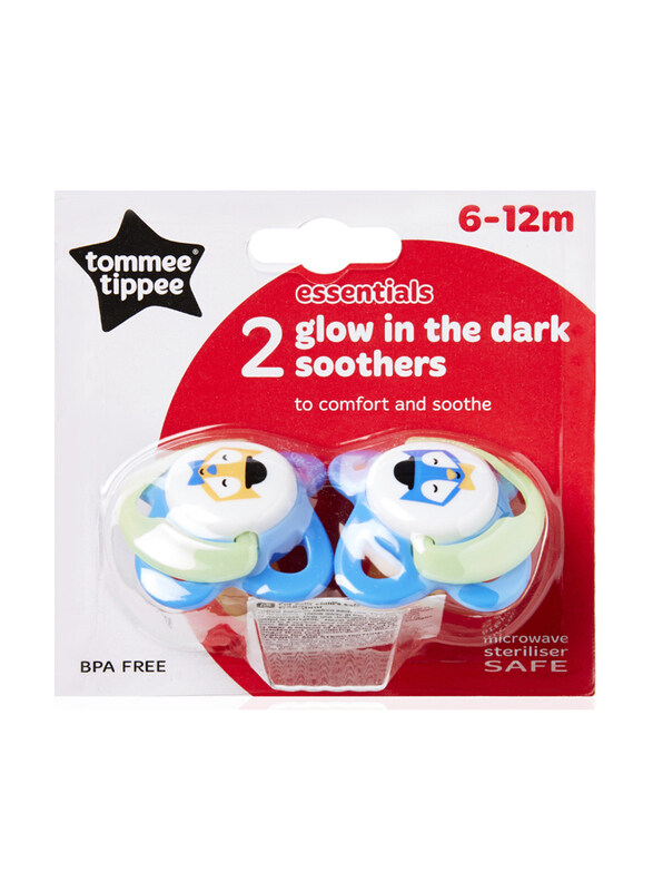 Tommee Tippee Essentials Silicone Glow in the Dark Orthodontic Soother, 2 Pieces, Blue
Tommee Tippee Essentials Silicone Glow in the Dark Orthodontic Soother, 2 Pieces, Blue