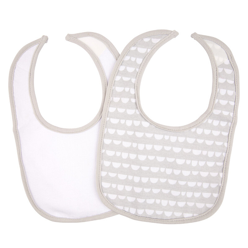 Playgro Scallop Bib, 2 Piece, Grey