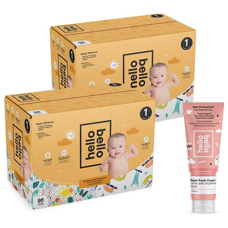 Hello Bello Bundle Club Diaper Box with Rash Cream Umbrellas & Koala Bears, Size 1, 2-4kg, 108 Count
Hello Bello Bundle Club Diaper Box with Rash Cream Umbrellas & Koala Bears, Size 1, 2-4kg, 108 Count