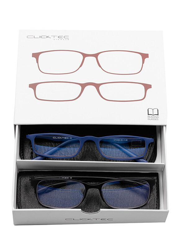 Clicktec Full-Rim Rectangular Blue/Black Unisex Reading Glasses, 2 Pieces, Transparent Lens
Clicktec Full-Rim Rectangular Blue/Black Unisex Reading Glasses, 2 Pieces, Transparent Lens