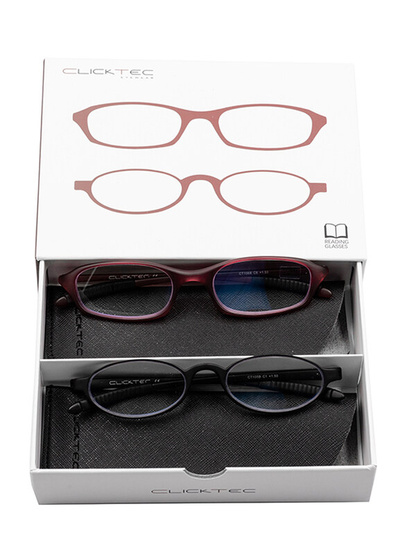 Clicktec Full-Rim Rectangular Brown/Black Unisex Reading Glasses, 2 Pieces, Transparent Lens
Clicktec Full-Rim Rectangular Brown/Black Unisex Reading Glasses, 2 Pieces, Transparent Lens