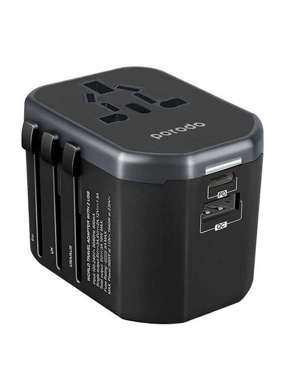 Porodo Dual Port Universal Travel Charger, with Dual Port PD 18W and Quick Charge 3.0, Black
Porodo Dual Port Universal Travel Charger, with Dual Port PD 18W and Quick Charge 3.0, Black