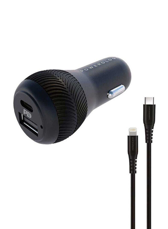 Powerology Dual Port Car Charger, with 30W USB, 2.4A and PD 18W with Type-C and Mfi Lighting Cable 0.9M, Black
Powerology Dual Port Car Charger, with 30W USB, 2.4A and PD 18W with Type-C and Mfi Lighting Cable 0.9M, Black