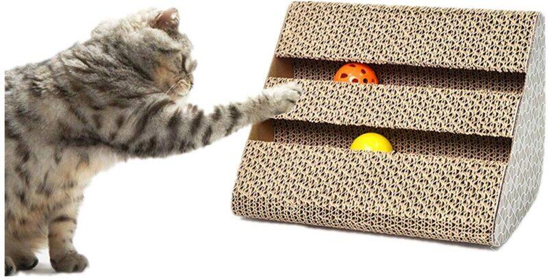 Generic Board Kitten Claw Funny Corrugated Paper Cat Toy Pad Mat Scratcher, Cats Training Tools with Two Bells, Brown
Generic Board Kitten Claw Funny Corrugated Paper Cat Toy Pad Mat Scratcher, Cats Training Tools with Two Bells, Brown