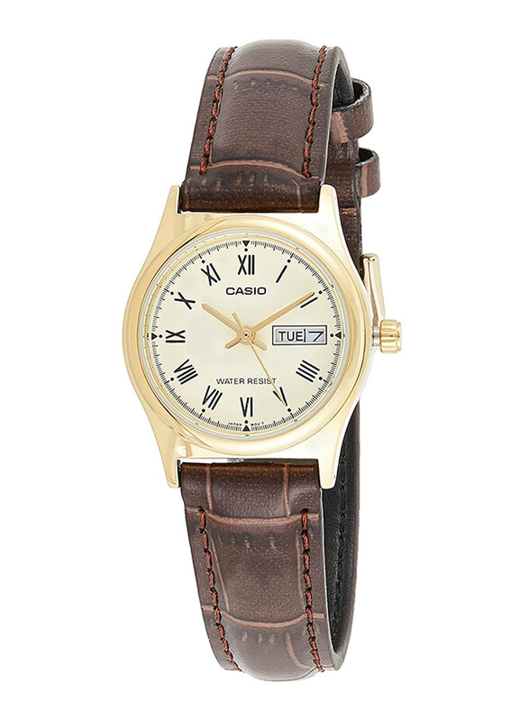 Casio Analog Watch for Women with Leather Band, Water Resistant, LTP-V006GL-9BUDF, Brown-Gold
Casio Analog Watch for Women with Leather Band, Water Resistant, LTP-V006GL-9BUDF, Brown-Gold