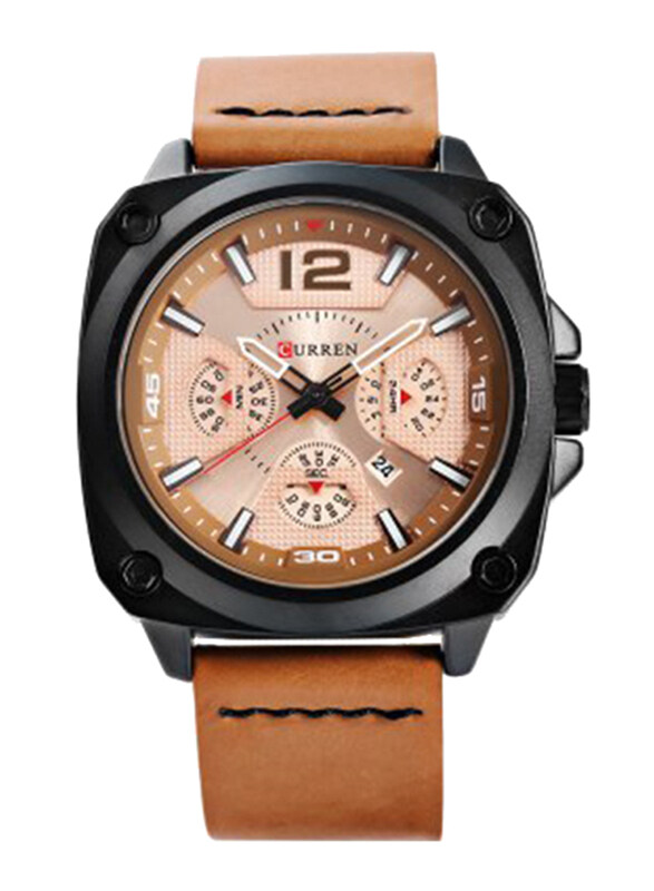 Curren Analog Leather Quartz Watch for Men, Water Resistant with Chronograph, Date Display, Brown-Rose Gold, 8260
Curren Analog Leather Quartz Watch for Men, Water Resistant with Chronograph, Date Display, Brown-Rose Gold, 8260