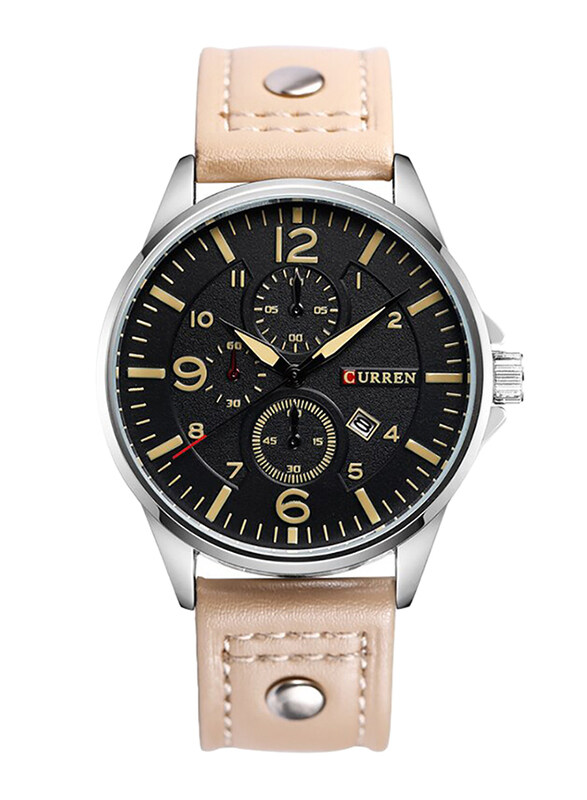 Curren Analog Leather Watch for Men, Water Resistant with Date Display, Beige-Black, 8164
Curren Analog Leather Watch for Men, Water Resistant with Date Display, Beige-Black, 8164