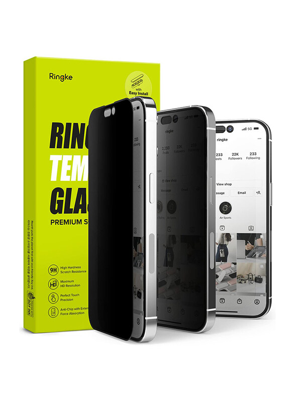 N/a Ringke Apple iPhone 14 Pro Max Privacy Tempered Glass Screen Protector with Installation Jig, Clear
N/a Ringke Apple iPhone 14 Pro Max Privacy Tempered Glass Screen Protector with Installation Jig, Clear