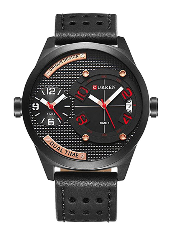 Curren Analog Leather Quartz Watch for Men, Water Resistant with Chronograph, Date Display, Black-Red, 8252
Curren Analog Leather Quartz Watch for Men, Water Resistant with Chronograph, Date Display, Black-Red, 8252