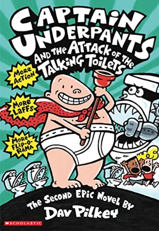 Captain Underpants and the Attack of the Talking Toilets by Dav Pilkey-Paperback
Captain Underpants and the Attack of the Talking Toilets by Dav Pilkey-Paperback