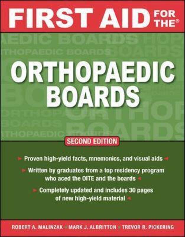 First Aid for the Orthopaedic Boards, Second Edition.paperback,By :Malinzak, Robert - Albritton, Mark - Pickering, Trevor
First Aid for the Orthopaedic Boards, Second Edition.paperback,By :Malinzak, Robert - Albritton, Mark - Pickering, Trevor