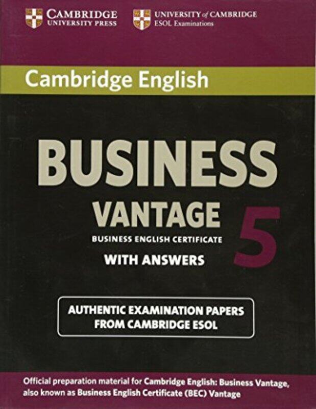 Cambridge English Business 5 Vantage Students Book with Answers,Paperback by Cambridge ESOL
Cambridge English Business 5 Vantage Students Book with Answers,Paperback by Cambridge ESOL