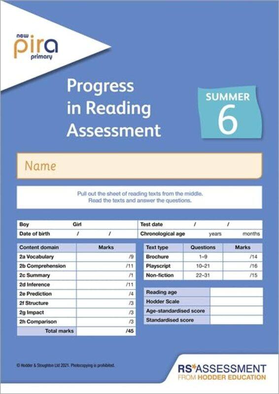New Pira Test 6, Summer Pk10 (Progress In Reading Assessment) By Mccarty, Colin - Ruttle, Kate Paperback
New Pira Test 6, Summer Pk10 (Progress In Reading Assessment) By Mccarty, Colin - Ruttle, Kate Paperback