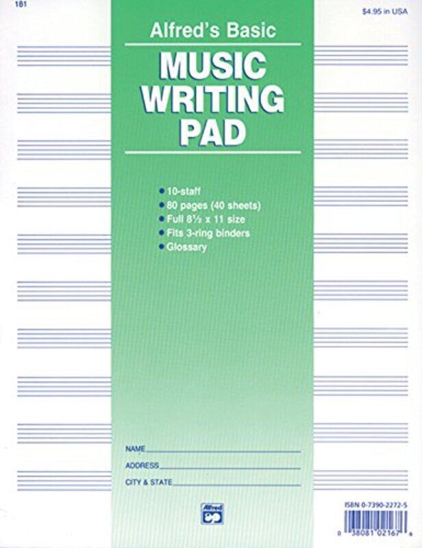 10 Stave Music Writing Pad: Loose Pages (3-Hole Punched for Ring Binders),Paperback,by:Alfred Music
10 Stave Music Writing Pad: Loose Pages (3-Hole Punched for Ring Binders),Paperback,by:Alfred Music