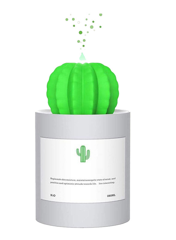 UK Plus USB Aroma Mini Size Cactus Humidifier, 280ml, with Night Light, Grey/Green
UK Plus USB Aroma Mini Size Cactus Humidifier, 280ml, with Night Light, Grey/Green