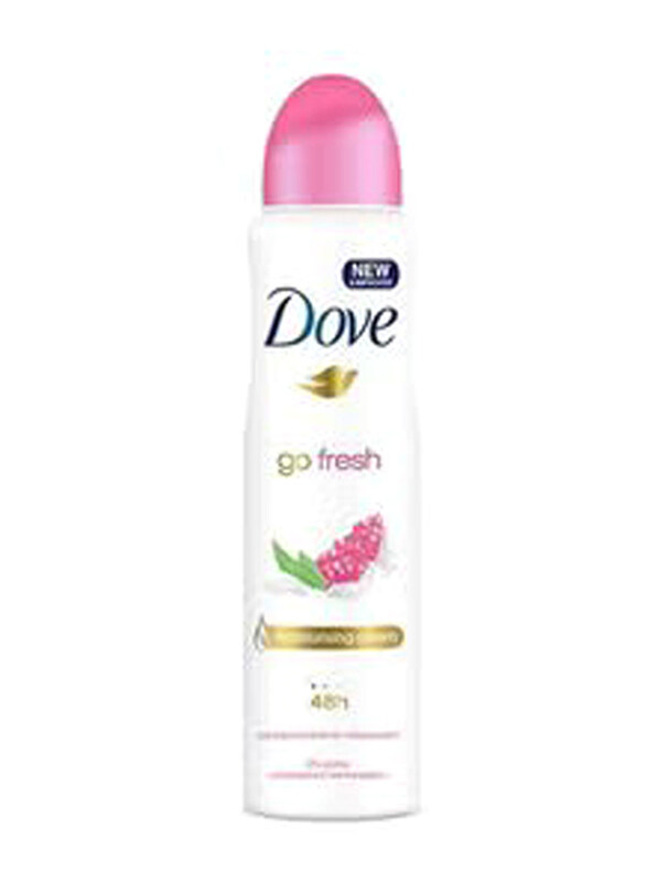 Dove Go Fresh Pomegranate Moisturising Cream Antiperspirant Deodorant Spray for Women, 12816, 150ml
Dove Go Fresh Pomegranate Moisturising Cream Antiperspirant Deodorant Spray for Women, 12816, 150ml