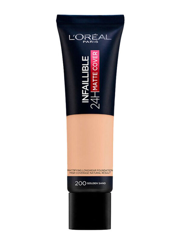 L'Oreal Paris Infallible 24Hr Matte Cover Foundation, 30ml, 200 Golden Sand, Beige
L'Oreal Paris Infallible 24Hr Matte Cover Foundation, 30ml, 200 Golden Sand, Beige