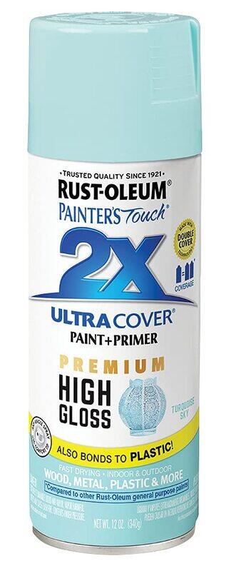 Rust-Oleum Painter's Touch 2x Ultra Cover High Gloss Spray Paint, 331178, 12 oz, Turquoise Sky
Rust-Oleum Painter's Touch 2x Ultra Cover High Gloss Spray Paint, 331178, 12 oz, Turquoise Sky